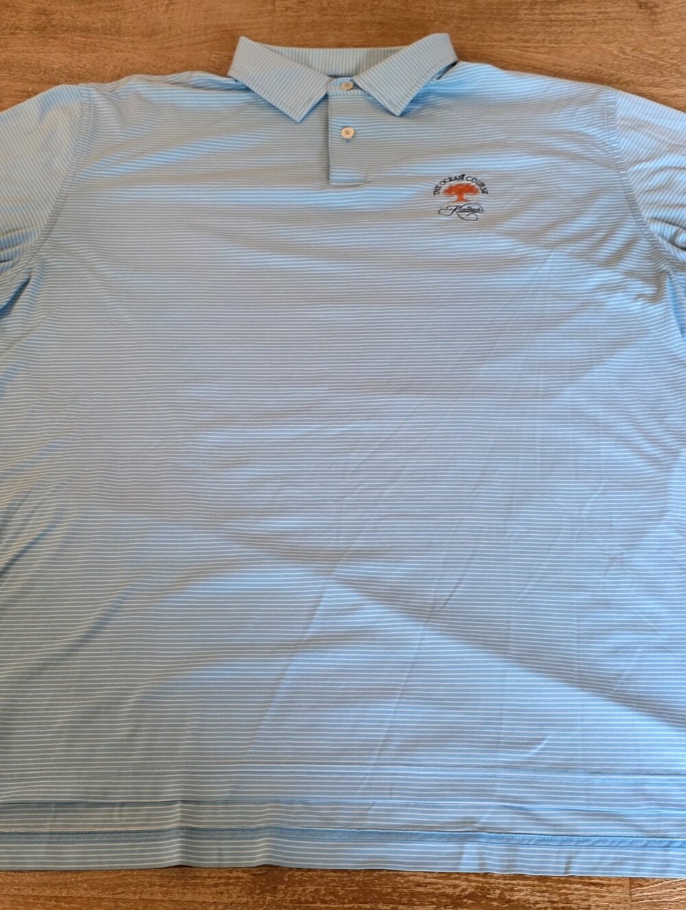 Peter Millar Teal/white Striped Men's Polo Shirt Featherweight